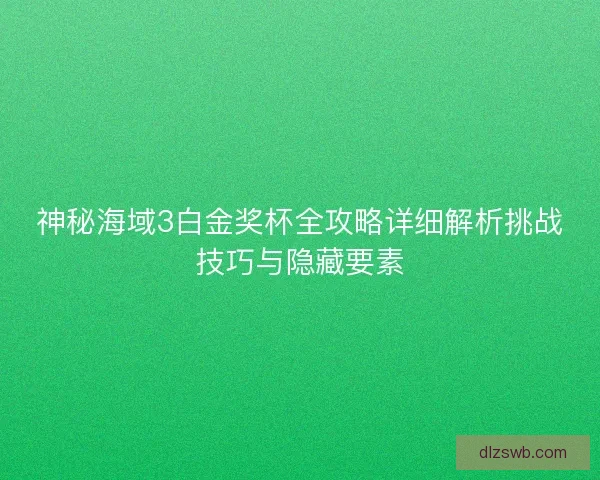 神秘海域3白金奖杯全攻略详细解析挑战技巧与隐藏要素